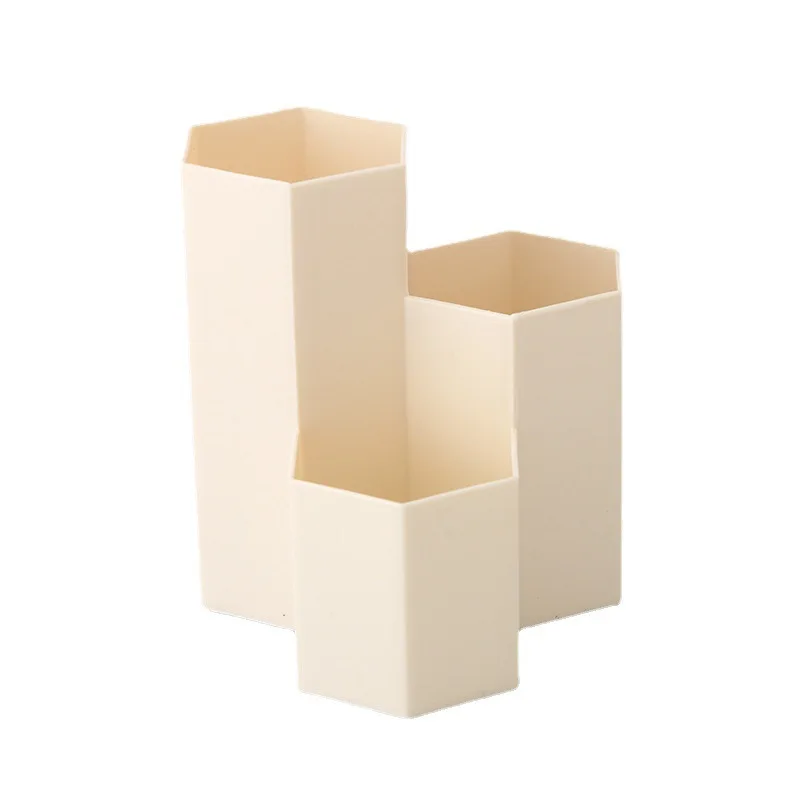 Simple Transparent Frosted Honeycomb Pen Holder Large Capacity Multi-functional Desk Stationery Storage Box Office Accessories