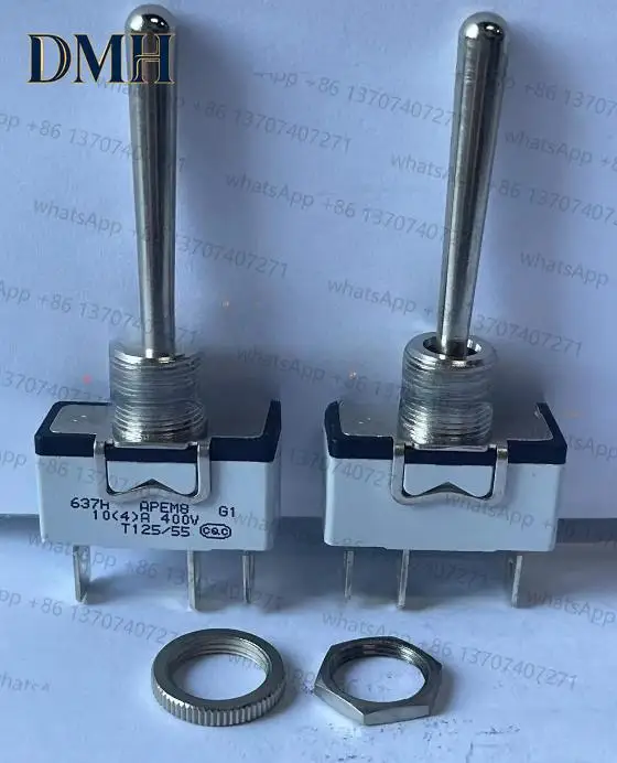 1pcs 637H-5 APEM three-foot three-position bilateral reset rocker switch 637H/2-5 rocker switch with extended rocker-DMH