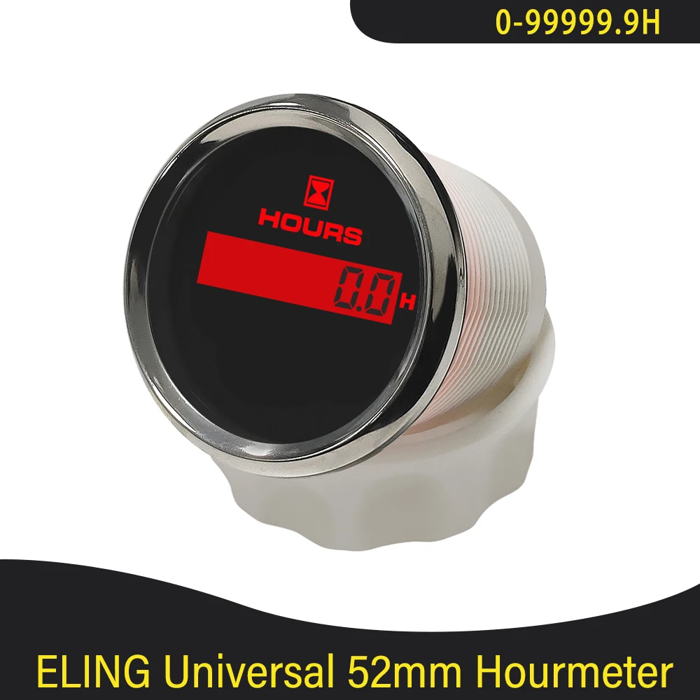 HD Digital 52mm Hourmeter LCD Engine with 8 Colors Backlight for Car Boat Yacht Vessel Universal 9-32V