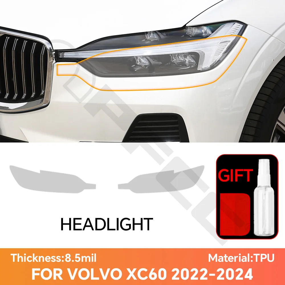 

Для Volvo XC60 2022-2024: Горячая продажа! Защитная пленка из ТПУ для фар, предварительно вырезанная, прозрачная, 8.5 мил, HD, антицарапийная, для экстерьера автомобиля