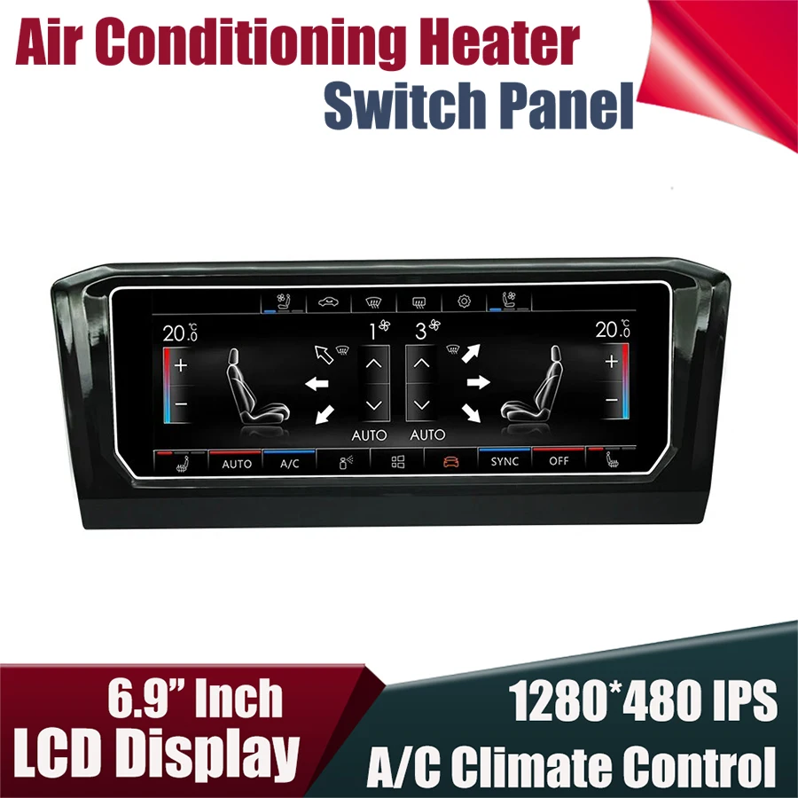 

Для VW Golf 6 7 Tiguan Passat B7 B8 CC вариант кондиционера цифровой сенсорный экран панель обогревателя кондиционера 6,9 дюйма кондиционер