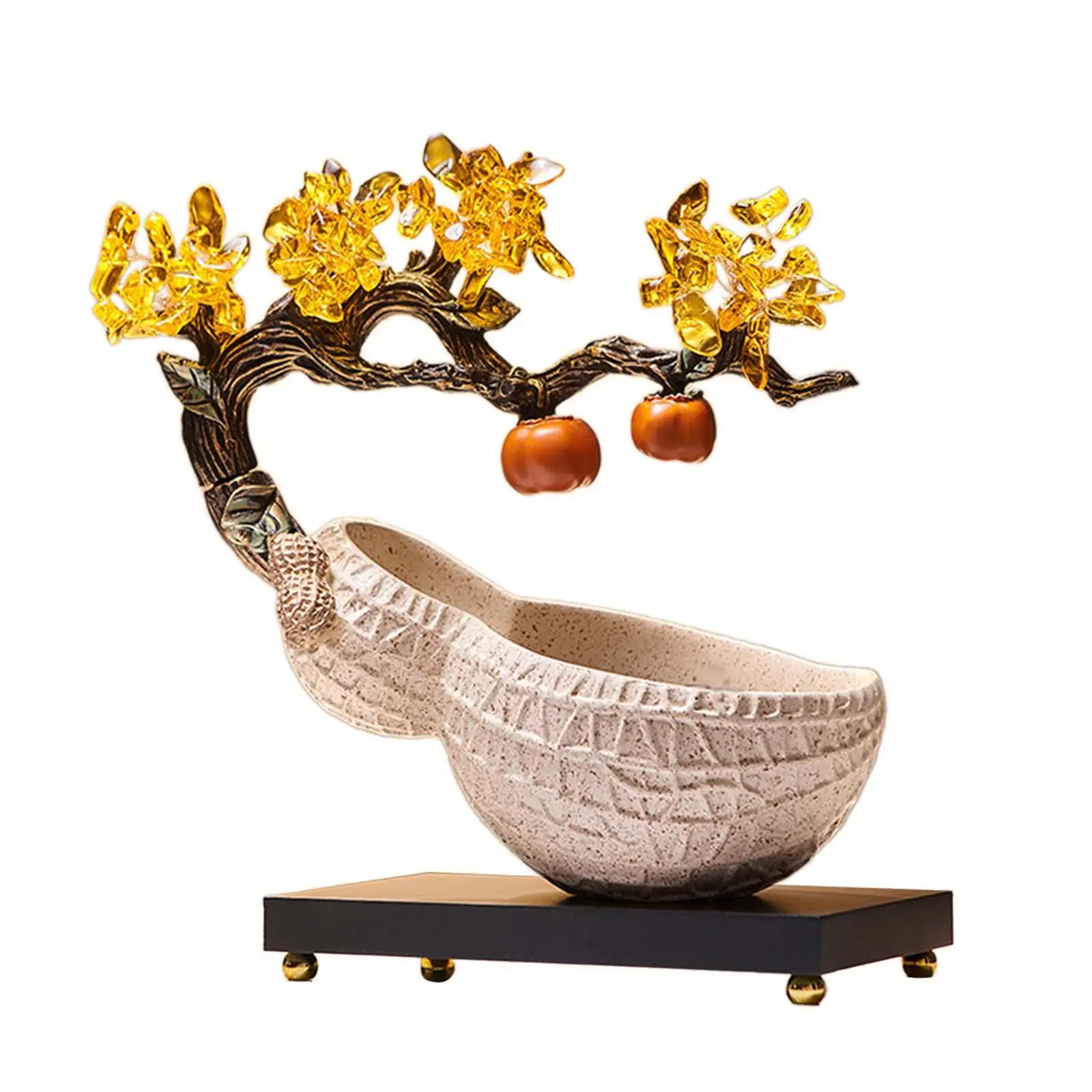 Desktop Peanut Sculpture Resin Figurine Home Decoration Chinese Lucky Craft Key Storage Bowl Tabletop Ornament Entryway Modern