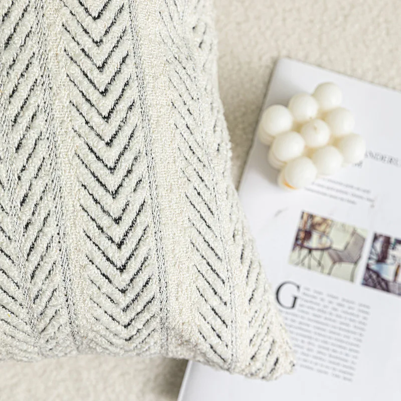 Herringbone Cushion Cover Ivory Brown Blend Pillows Modern Decorative Pillow Case For Sofa Living Room Home Decoration