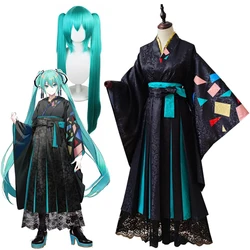 2024 Miku New Year Cosplay Costumes Kimono Dress Wig And Shoes Anime Role Play Uniform Halloween Carnival Party Outfit For Women