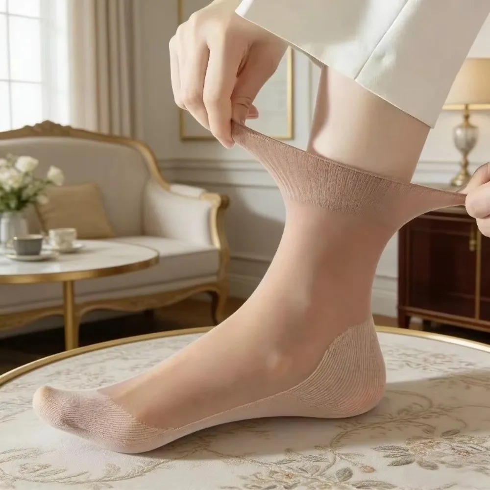 10Pairs Breathable Ultra Thin Socks Seamless Cotton Sole Anti Slip Short Socks Elastic Solid Color Summer Socks Spring Summer