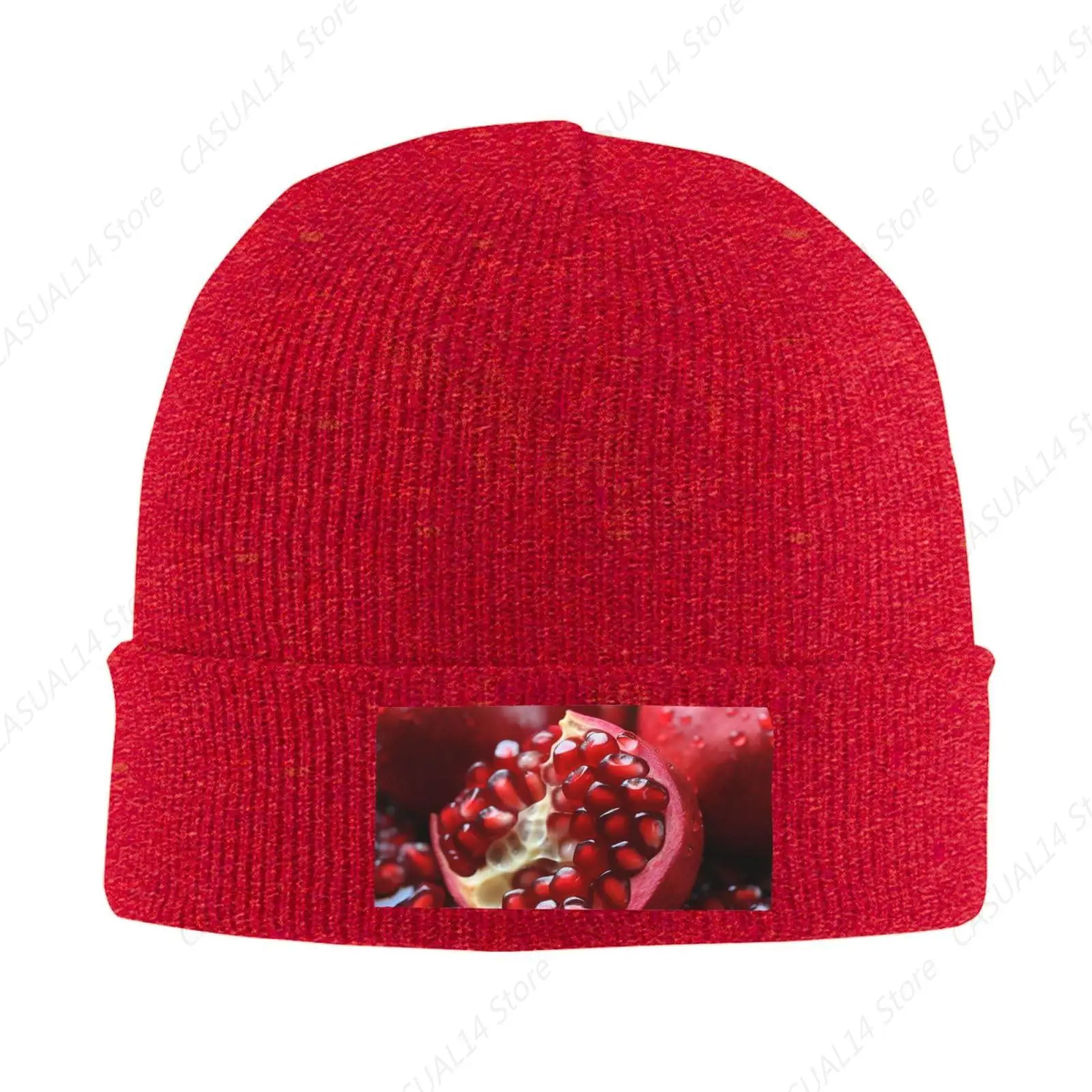 Unisex Beanie For Men And Women Pomegranate Fruit Knit Hat Winter Beanies Soft Warm Ski Hats Red