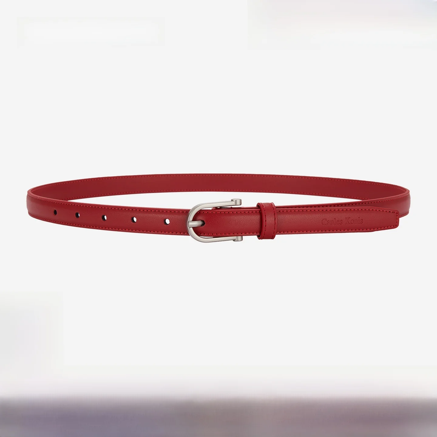 本革ベルト-女性用-レッド-装飾スリムウエストベルト-新年ギフト-canles-konis-ブランド-シンプルなスタイル-若者に適しています