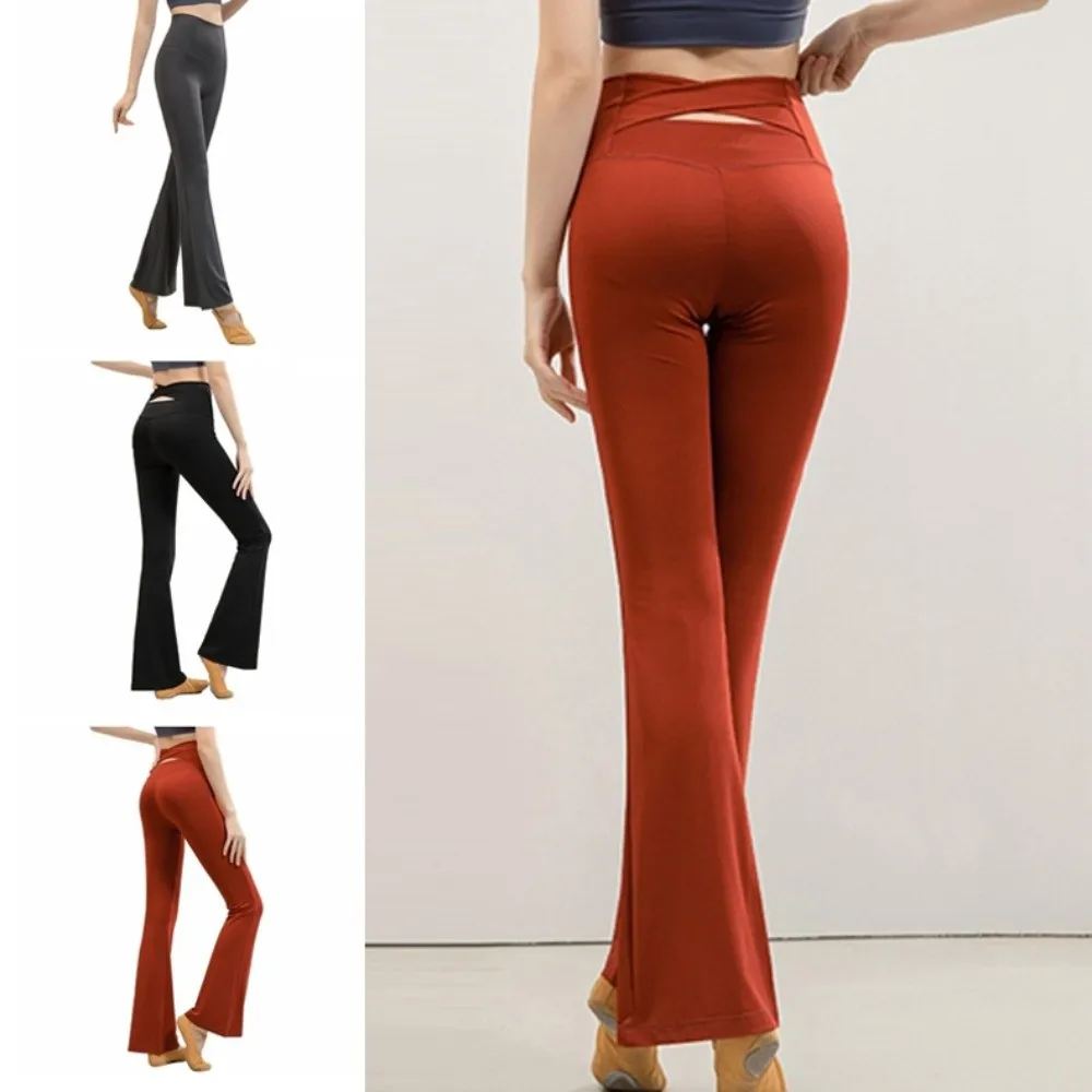 Leggings With Velvet Yoga Pants Micro Flared High Waist Fitness Pants Crisscross Straps Slim Fit High Elastic Pants Yoga