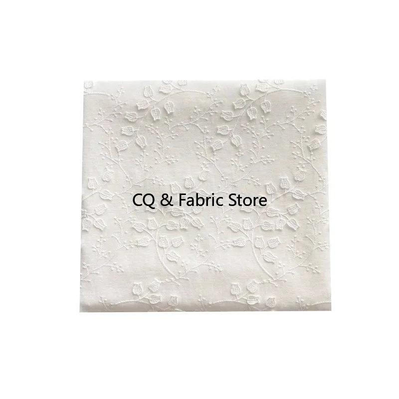 Bawełniana tkanina z trójwymiarowym haftem kwiatowym do odzieży, obrusów, rękodzieła, akcesoriów do szycia DIY na metry.
