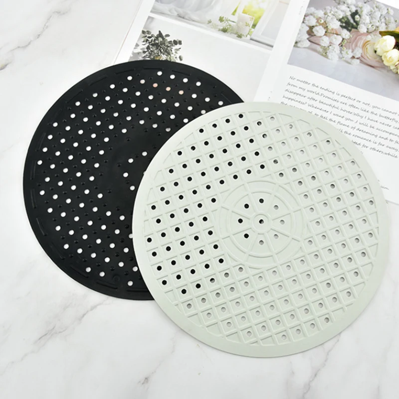 Square Kitchen Insulation Mat Rubber Wave Pattern Sink Drain Pad Waterproof and Non Slip Kitchen Circular Tableware Pad