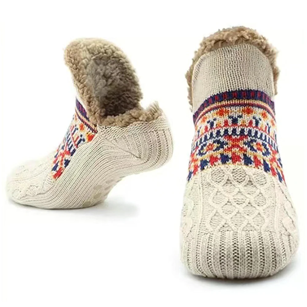 Men Women Winter Indoor Home Slippers Socks Non Slip Thick Thermal Socks Warm Bedroom Sleeping Sock Soft for Christmas