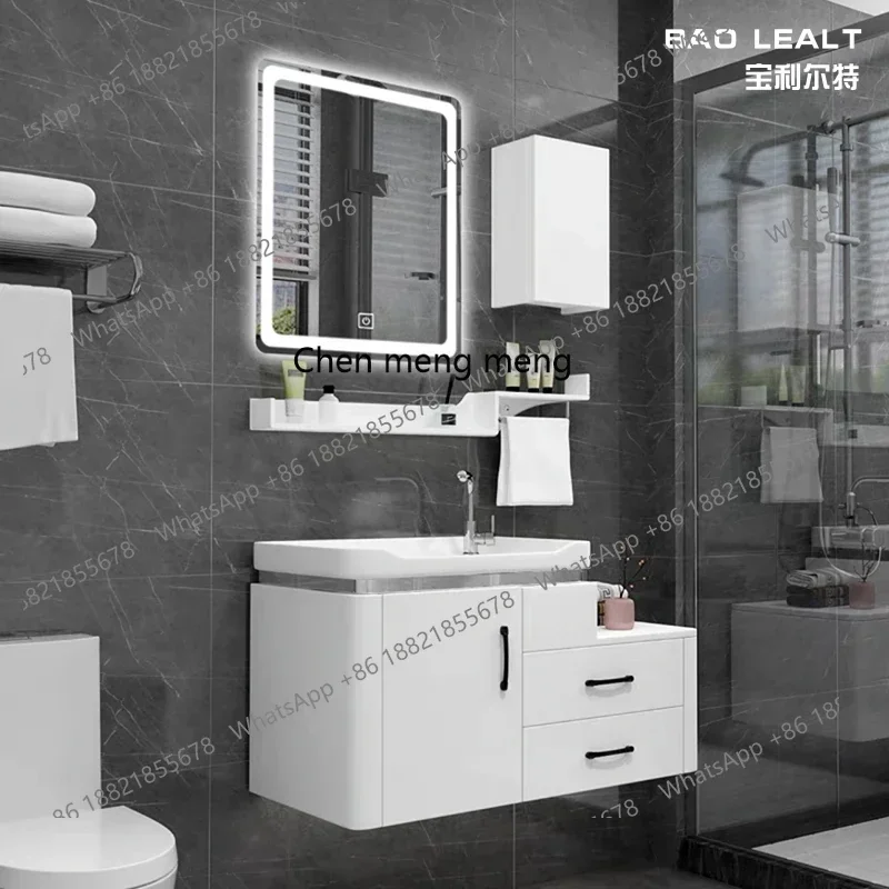 Small apartment washbasin bathroom cabinet combination modern simple hanging wall hanging cabinet waterproof