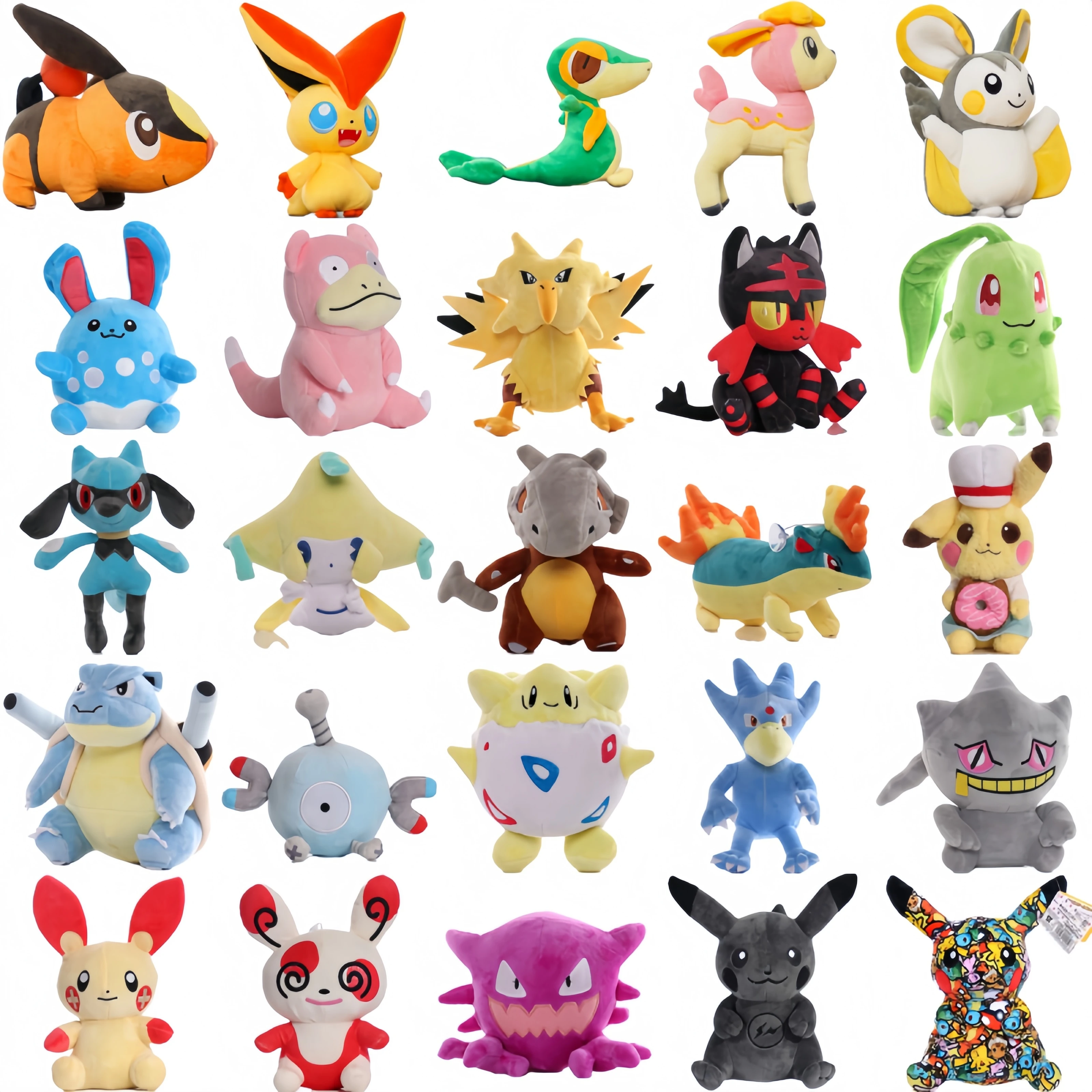    Pelúcia Pikachu, Gengar, Brinquedos de Pelúcia Pokémon, Victini, Tepig, Deerling, Oshawott, Emolga, Pelúcia Zapdos, Boneco Cubone, Jirachi, Presente Infantil