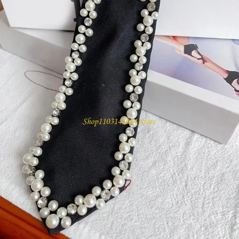 N5ke perlas corbata decorada corbata cuello pretecado para boda