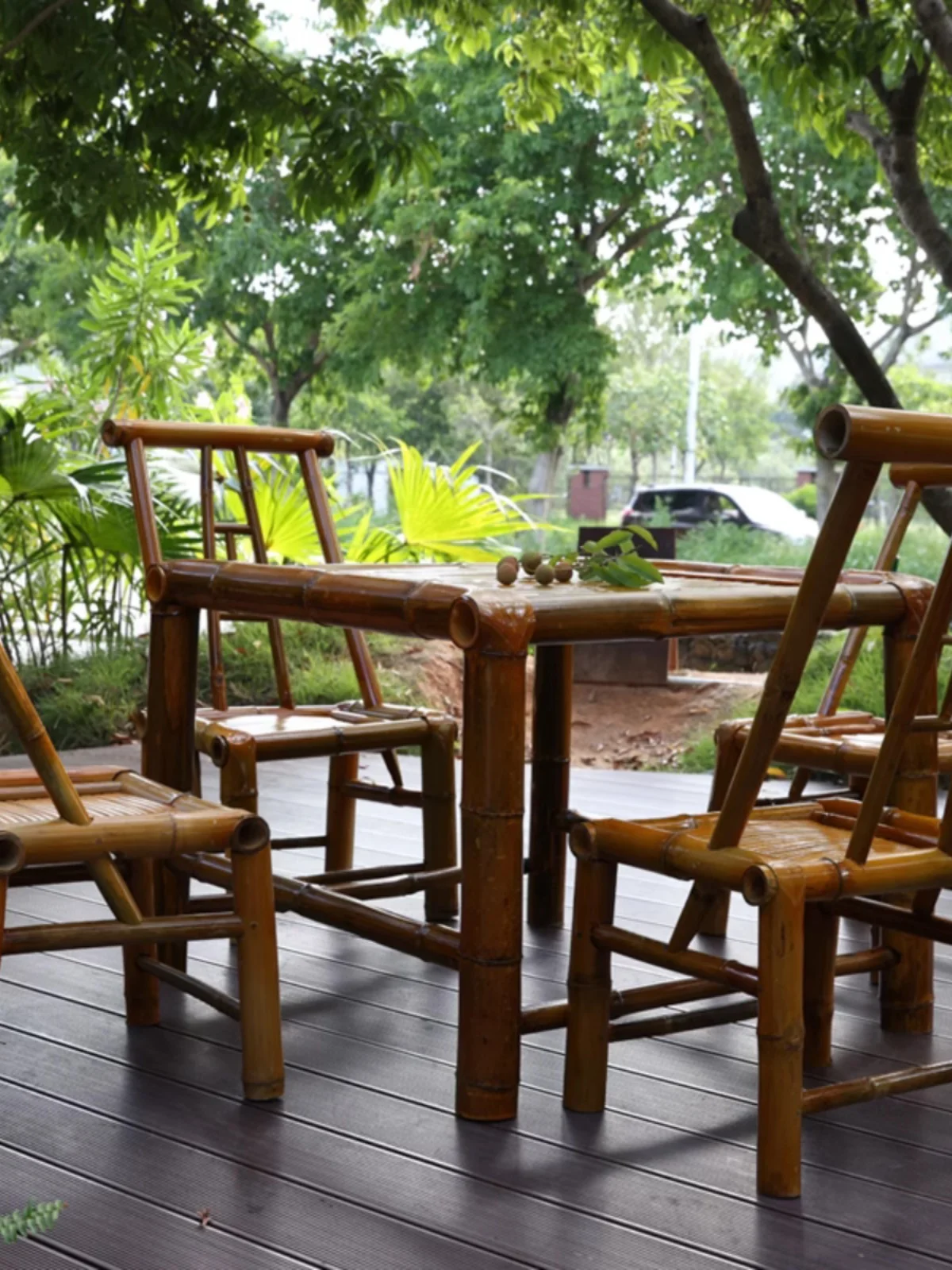 

Outdoor tables and chairs, courtyard bamboo tables, dining tables, balconies, bamboo tea tables, stove, and tea making tables