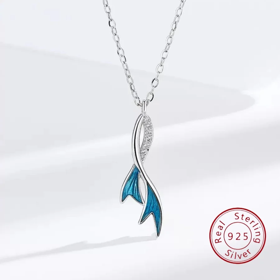 

Sterling Silver Necklace for Women Collar Bone Chain with Fishtail Pendant Luxury-inspired Niche Design Trending Silver Jewelry