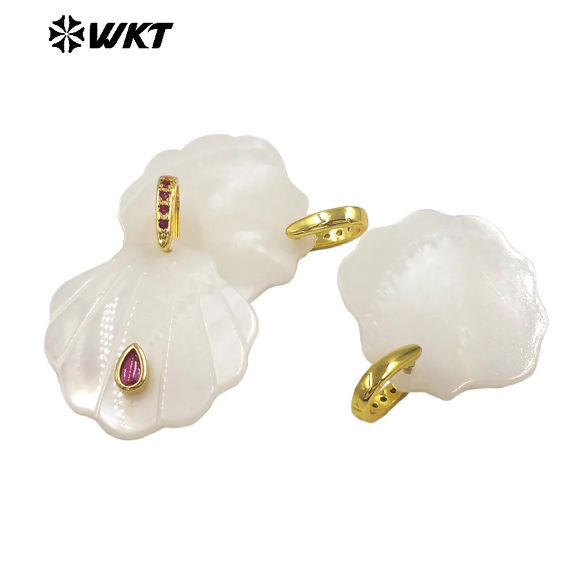 

WT-JP478 Женский кулон в форме капли с цирконом и белым перламутром, ручная работа, золотое покрытие, аксессуар для создания подарков подругам.