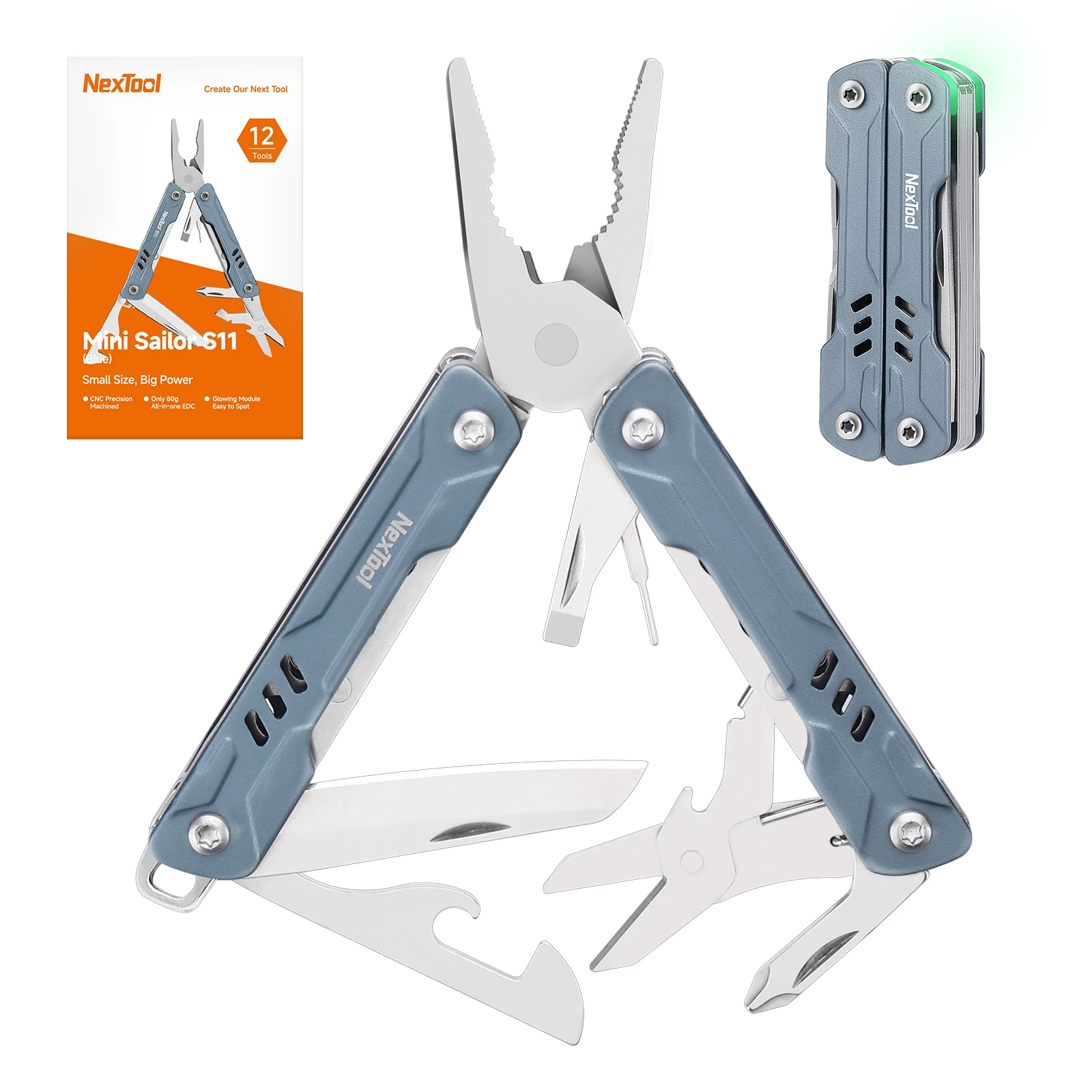 NexTool 12-in-1 Mini Sailor S11 Multitool Tang Vouwschaar Schroevendraaier Draagbare EDC Buitenuitrusting Handgereedschap