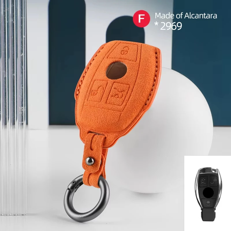 For Mercedes Benz CLS CLA GL R SLK AMG A B C S Class Car key case Alcantara Suede Smart Remote Keychain Protector Accessories