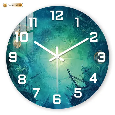 Vintage Nautical Compass & Ship Design Wall Clock, Artistic Steampunk Theme Home Office Decor, Silent Quartz Movement Decorative