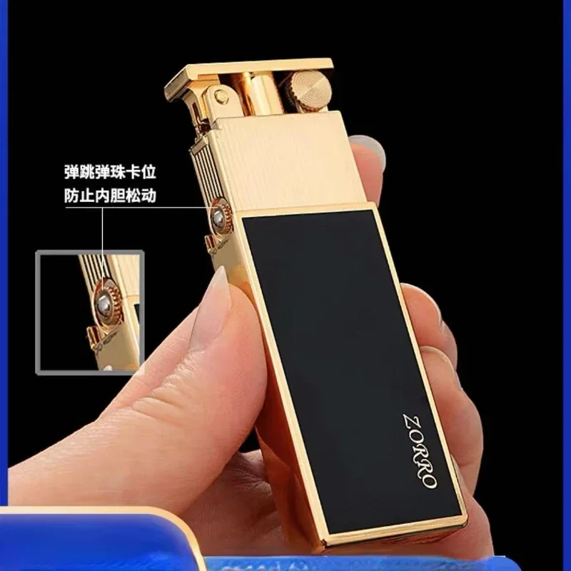 ZORRO Mechanical Automatic Lifting Lighter Creative Personality Brass Kerosene Cigarette Lighter Creative Men\'s Gift