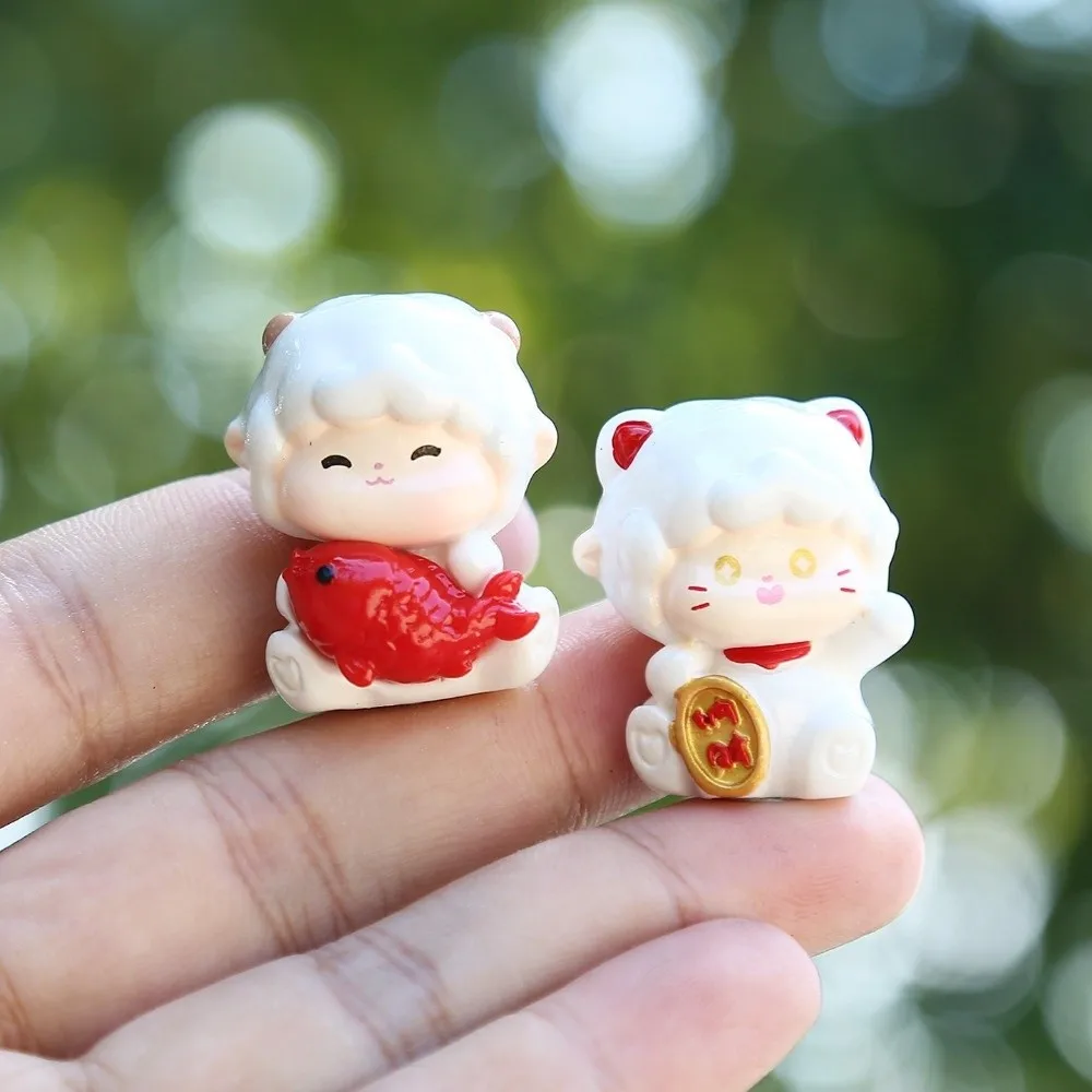 Resin Year of The Goat Ornament Sheep Cartoon Zodiac Goat Figurines Lucky Theme Adorable Style Mascot Ornament Chinese New Year