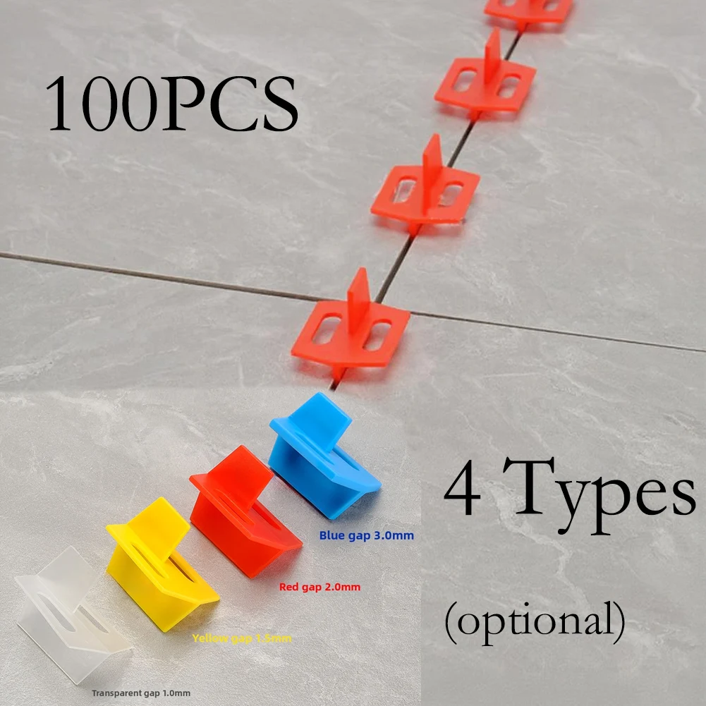 100pcs Tile Spacers Clips Leveling System For  Floor Wall Tile Gap Leveling System Construction Tools