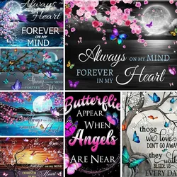 5D DIY Diamond Painting Always on My Mind Forever In My Heart Full Square Cross Stitch Mosaic Full Moon Landscape Home Decor