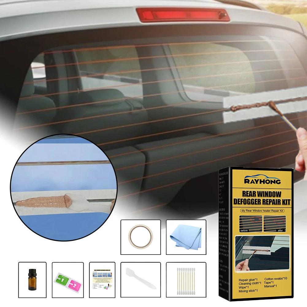 Car Rear Window Defogger Repair Kit DIY Quick Repair Grid Defroster Kit Fix Heater Glass Lines Defroster Grid Car Accessories