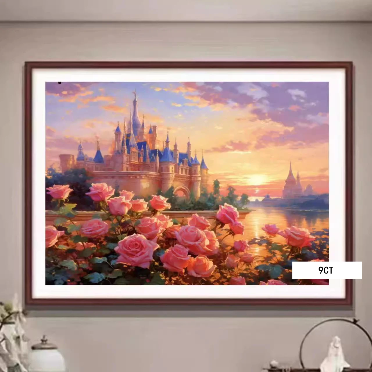 

9ct 65x85cm Castle Rose Embroidery DIY Chinese Style Printed Kits Cross Stitch Needlework Set Home Decor Crafts