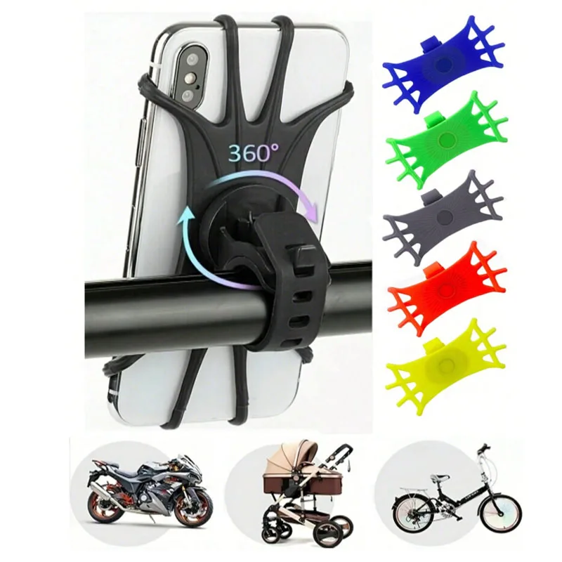 Anti‑vibration bicycle phone holder with soft grip and anti‑slip design for outdoor motorcycle riding. It secures smartphones fo
