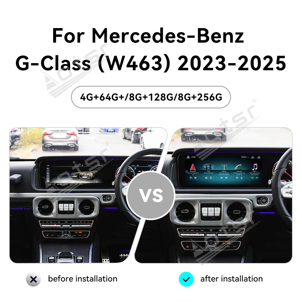 Dual 12.3“Right rudder Screen Car Stereo Radio For Mercedes-Benz G-Class W463 2023-2025 Carplay Multimedia Player GPS Navigation