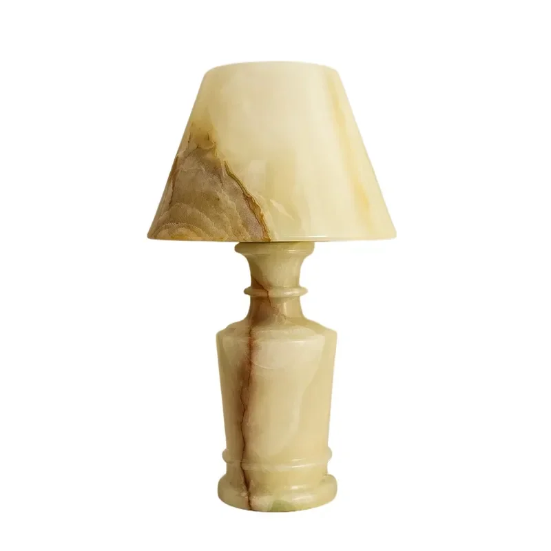 Nordic Modern Hand Carved Marble Table Lamp for Bedroom and Office Decoration