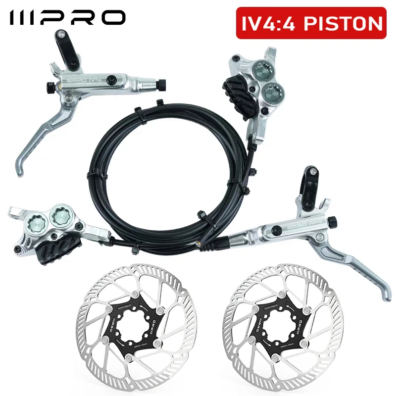 IIIPRO IV4 Fiets Hydraulische Remmen Set 4 Zuiger Fiets Hydraulische Schijfrem Set 160mm Road MTB Oliedruk Remschijf