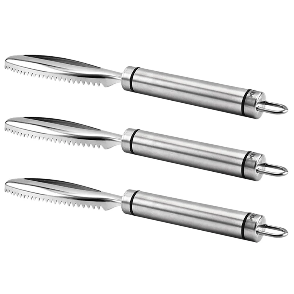 3 Pcs Chicken Stuff Poultry Lung Remover Supplies Scraper of Turkey Processing Stainless Steel Equipment Silver Butchering Meat