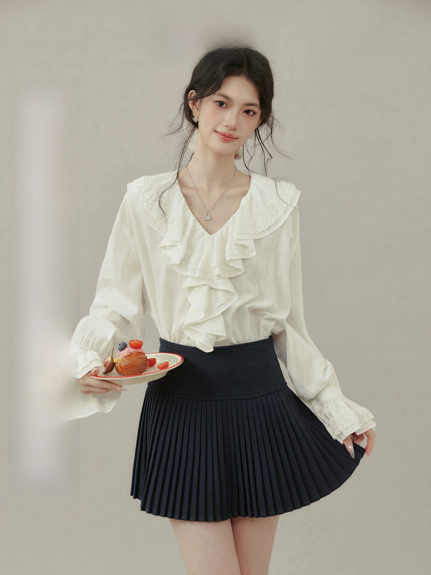 

Футболка больших размеров с кружевной отделкой, мягкая на ощупь, повседневная, с длинным рукавом, для женщин, устойчивая к деформации