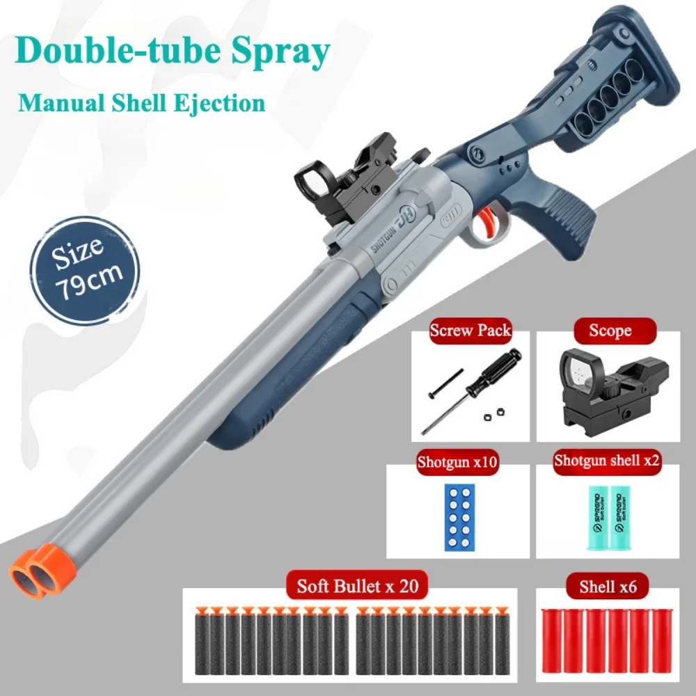 Speelgoedpistool met dubbelloops Realistische zachte kogelblazers Educatief schietspeelgoed Shotgun Cadeaus voor jongens Kerstverjaardag