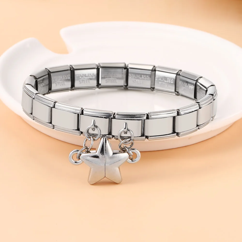 Design Magnetische Anziehung Abnehmbarer Stern Italienischer Charm Link Fit 9mm Edelstahl Armband Mode DIY Herstellung Perlen Schmuck – Detail 5