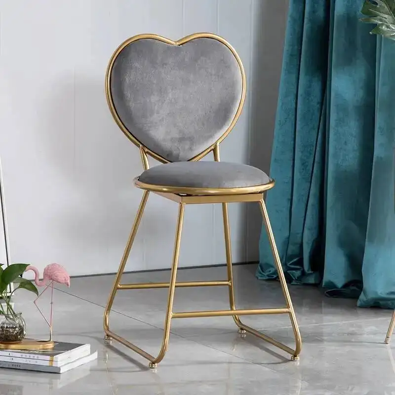 makeup backrest stool Nordic table dressing simple ins net bedroom red girl Personality nail modern princess heart chair WF1031