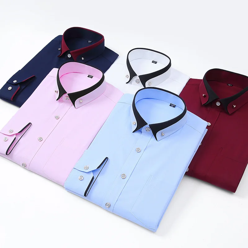 2025 Men Shirt Fashion Formal Shirts for Men Long Sleeved Printed Slim Fit Male Social Business Dress Shirt Drop Shipping MY199