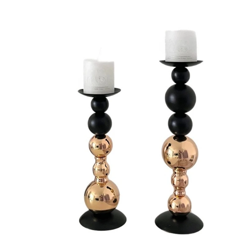 Premium Black Gold Candlestick Ornament Candle Light Dining Table Scented Candles Romantic Atmosphere Field