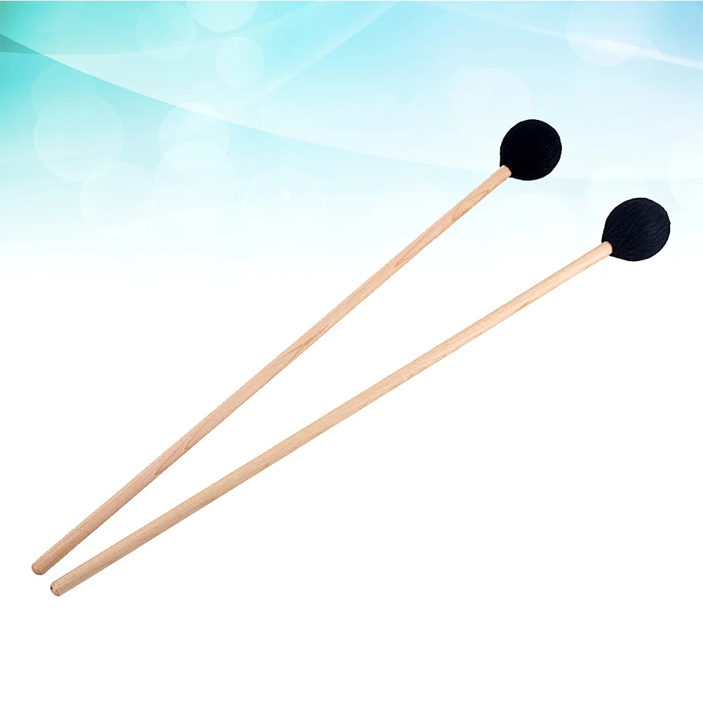 

2Pcs Wool Felt Head Drum Mallet Bass Drum Stick for Percussion Instrument Professional Heavy Duty Wooden Handle Black