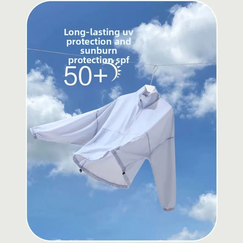 Pakaian Luar Pelindung Matahari UPF50 Wanita, Mantel Luar Ruangan Ringan dan Bernapas, Keren dan Nyaman, Bahan Nilon Poliester, Penutup Ritsleting...