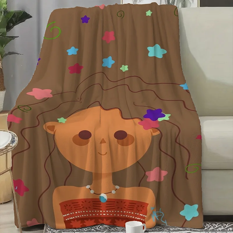 Fantasy Curly Hair Fairy Girl Flannel Blanket | Soft Polyester, Mixed Color, Ideal for All Seasons, Perfect for Home Decor and