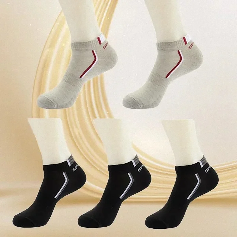 5 Pairs 2024 Fashion Breathable Boat Socks Comfortable Casual Socks Male White Hot Sale Summer Cotton Man Short Socks