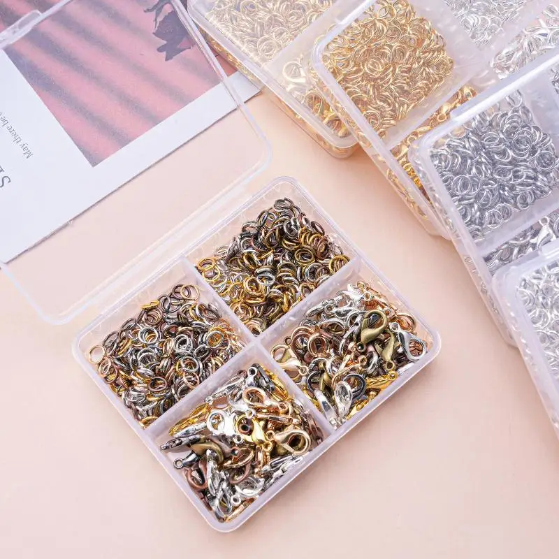 500 Stück/Box Schmuckherstellungsset, Karabinerverschlüsse & Biegeringe mit Box für DIY-Ketten, Halsketten, Armbänder, Fußkettchen, Zubehör, Verbindungsstücke – Detail 6
