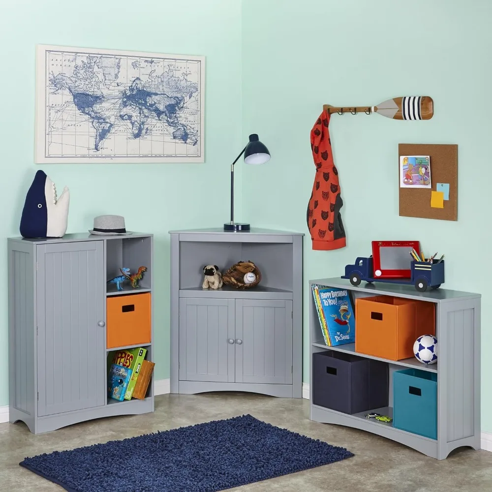 Toy Organizer Estante com painéis laterais Beadboard Fits, Kids 'Horizontal Estante, 2 Grandes Prateleiras De Armazenamento Aberto