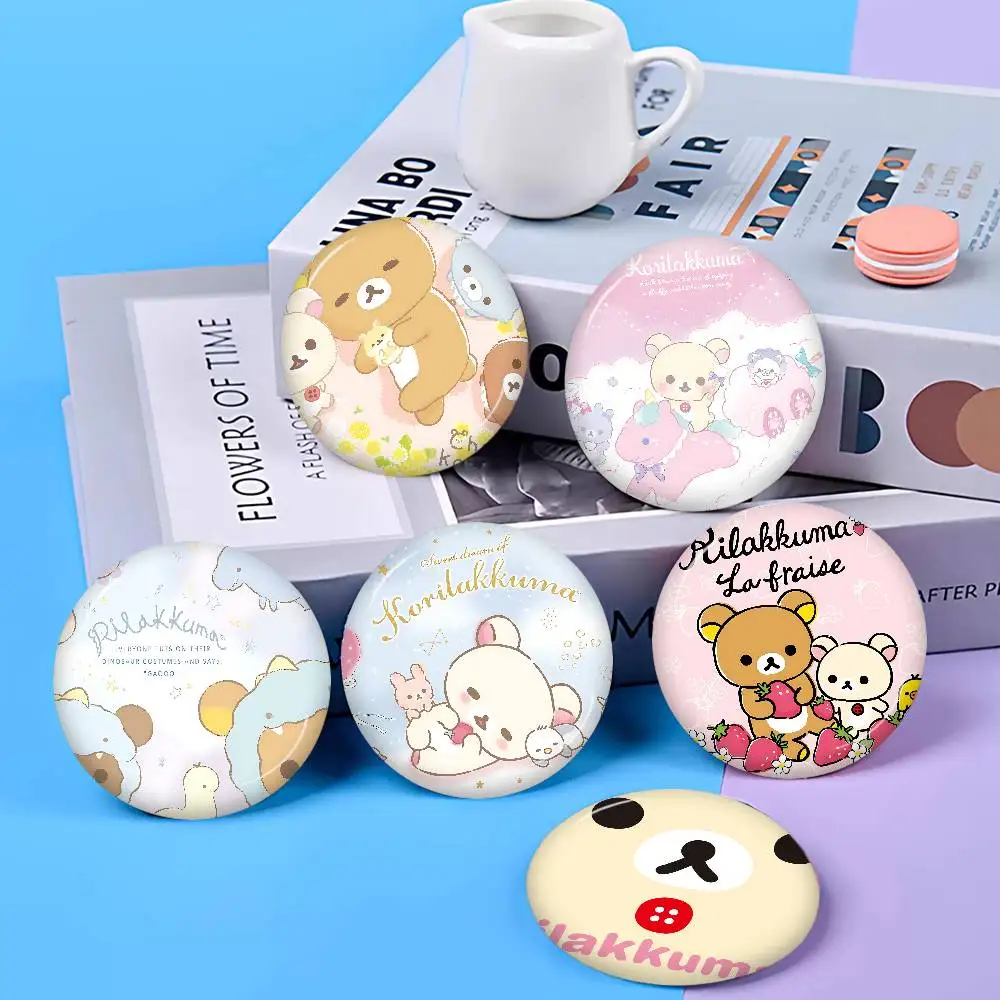 Popular Cute R-rilakkumas Bear Soft Button Pin Bright Printed Icon Gift For Friends Badge Collar Brooch Lapel Pin Metal