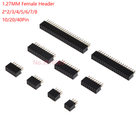 10PCS 2*2/3/4/5/6/7/8/10/12/16/20/40 Pin Double row Straight Pin Female Header 1.27MM Pitch Strip Connector Socket 8/10/16/20/40