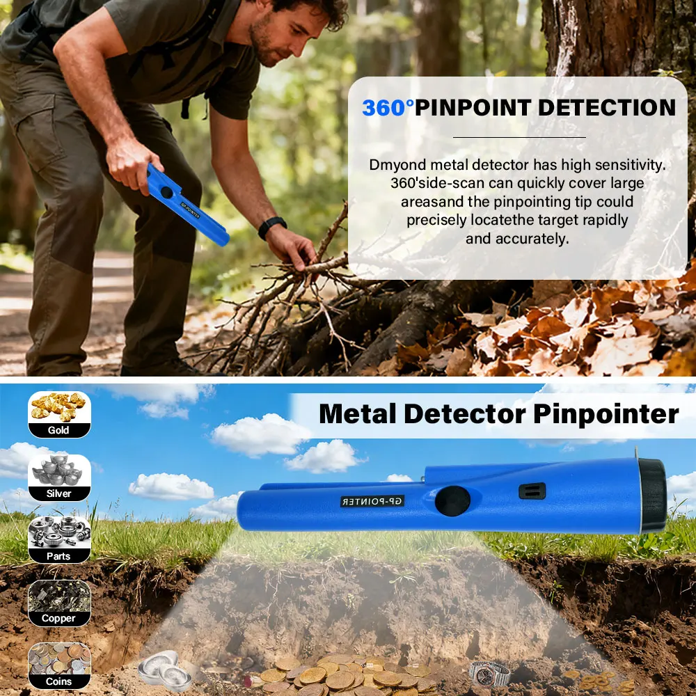 New 2026 Handheld Metal Detector GP Pointer Precise Positioning Treasure Hunt Waterproof Locator Pole LED Light